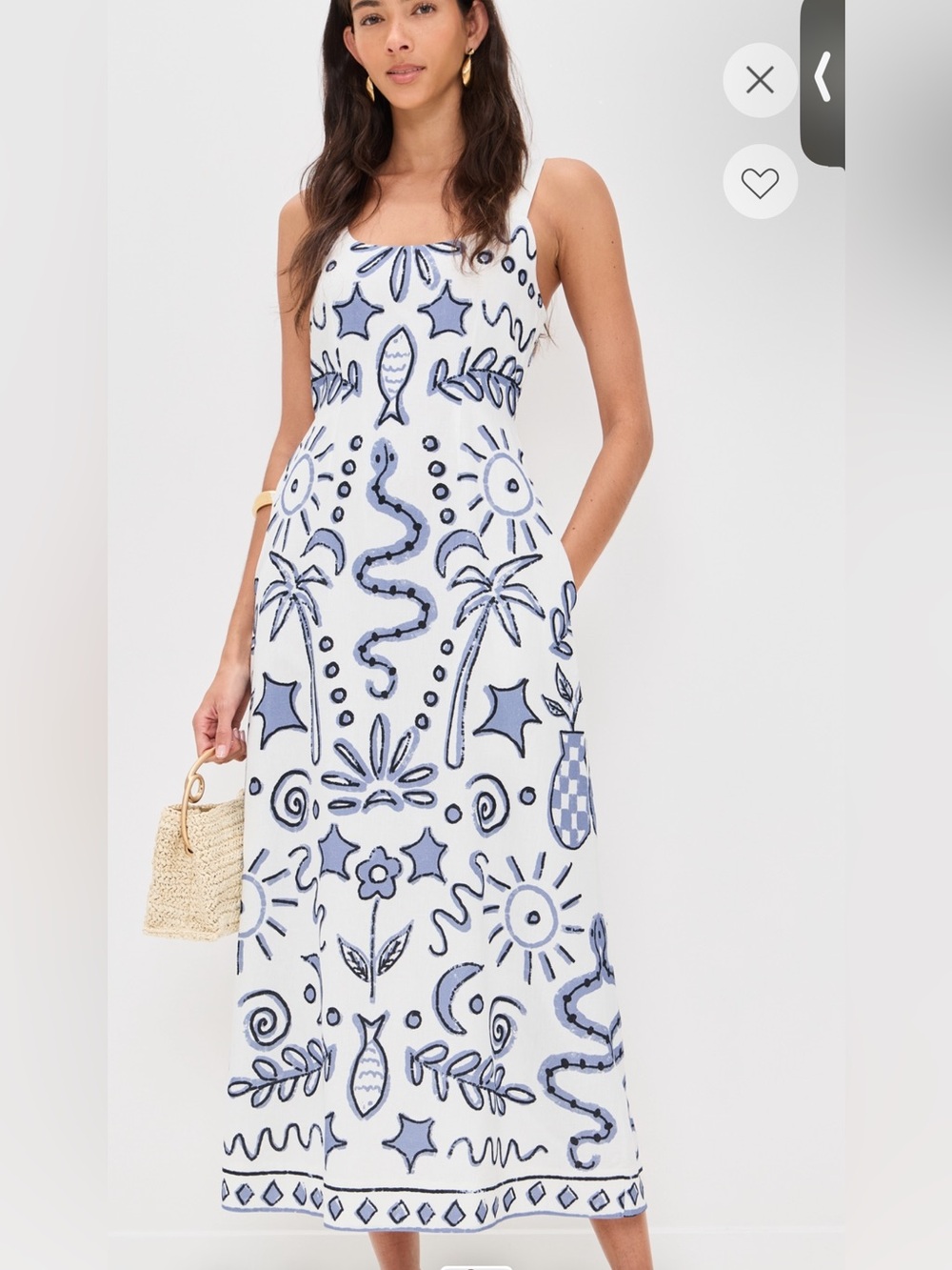 Cleobella Shelly Ankle Dress in the blue-and-white Verona print Small NWOT - Picture 4 of 12